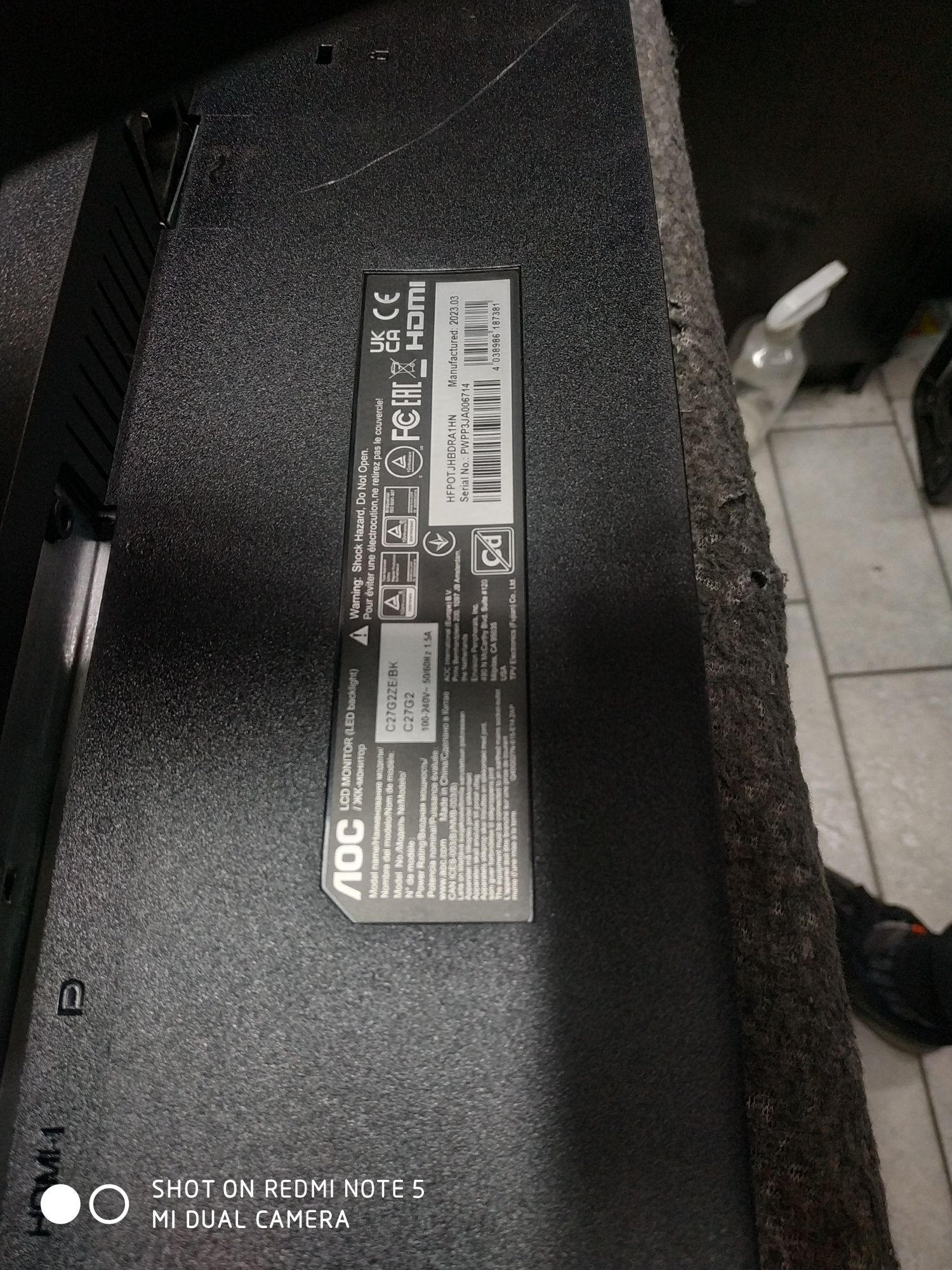 Monitor AOC C27G22E Uszkodzona matryca !