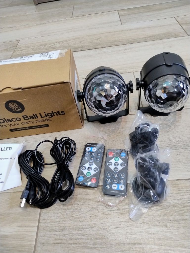 Kula disco projektor LED RGB oświetlenie dyskotekowe z pilotem 2szt.