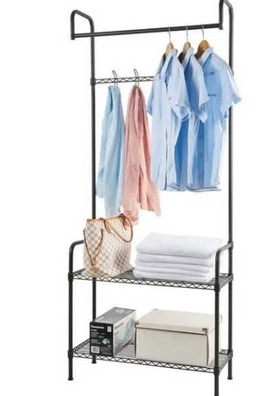 Підлогова стійка вішалка для одягу та взуття з полицями Полка Вешалка