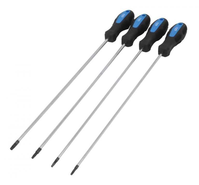 Conjunto 4 chaves (ponta magnética) Torx extra-longas T15-T20-T25 -T30