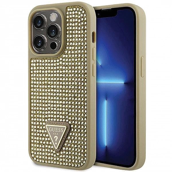 Etui Guess Rhinestone Triangle na iPhone 14 Pro - złote
