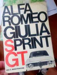 Raríssimo manual Alfa Romeo Giulia Sprint GT