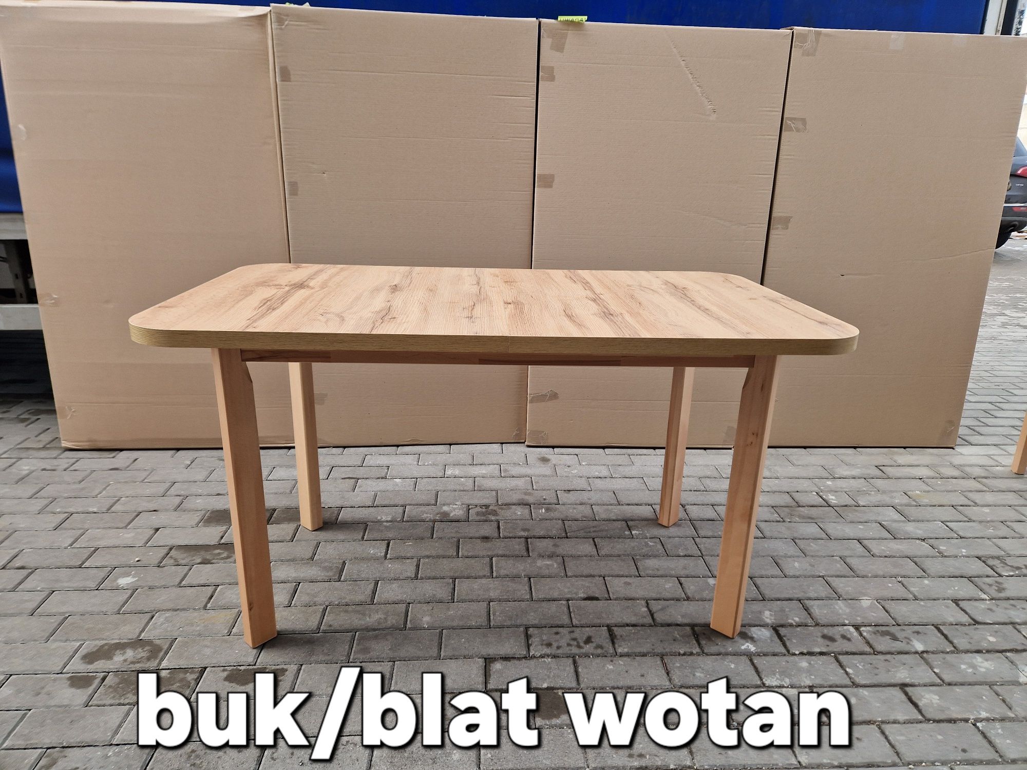 Nowe: Stół 80x140/180 + 6 krzeseł, buk/wotan + szary, dostawa cała PL