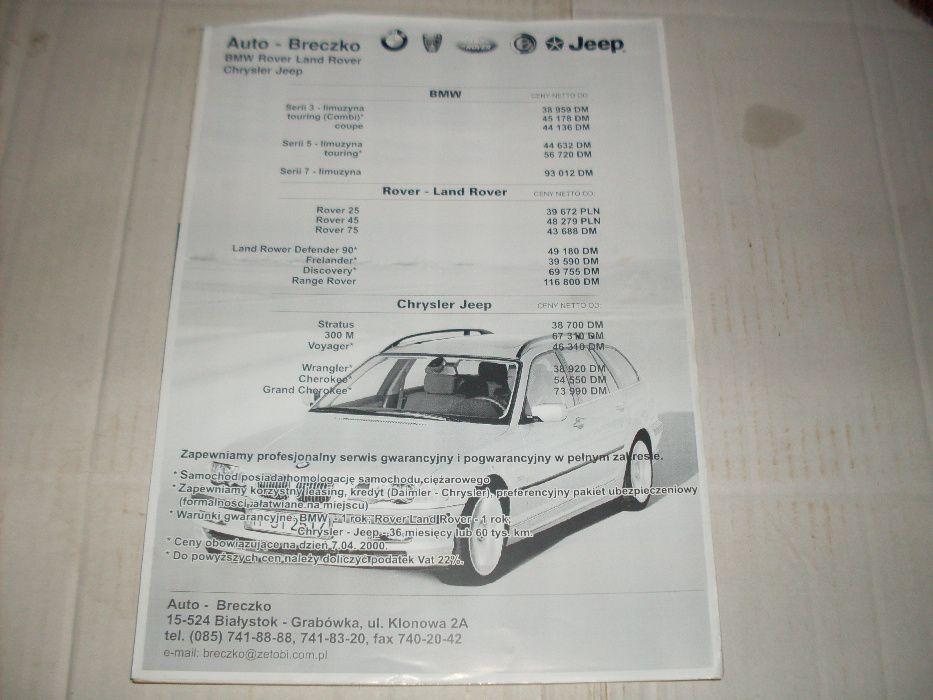 Prospekt, katalog Bmw 3 E46 sedan, coupe 1999r.