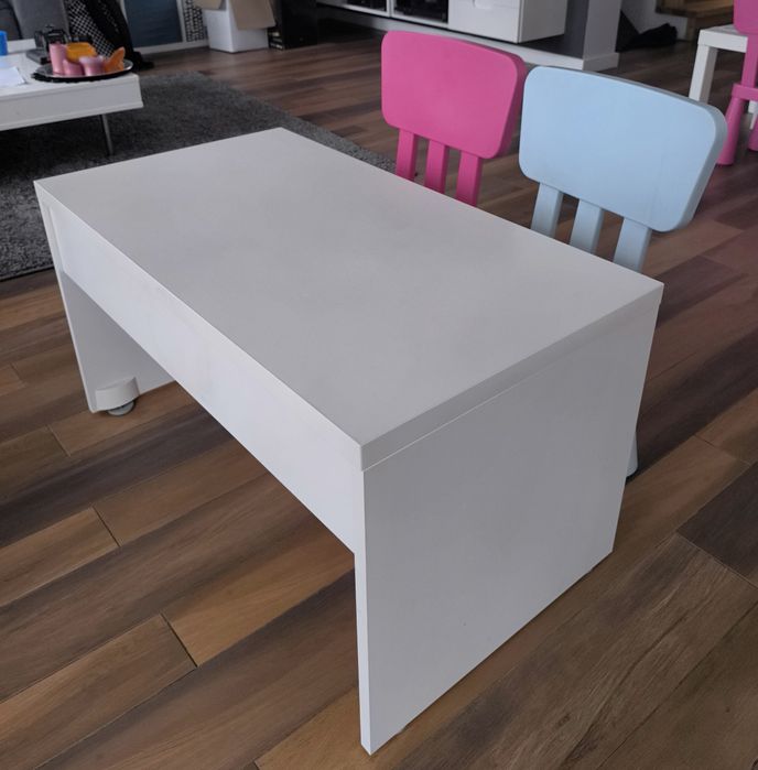 IKEA SMASTAD Ławka, biórko białe  90x50x48 + krzesełka MAMMUT
Ławka, b