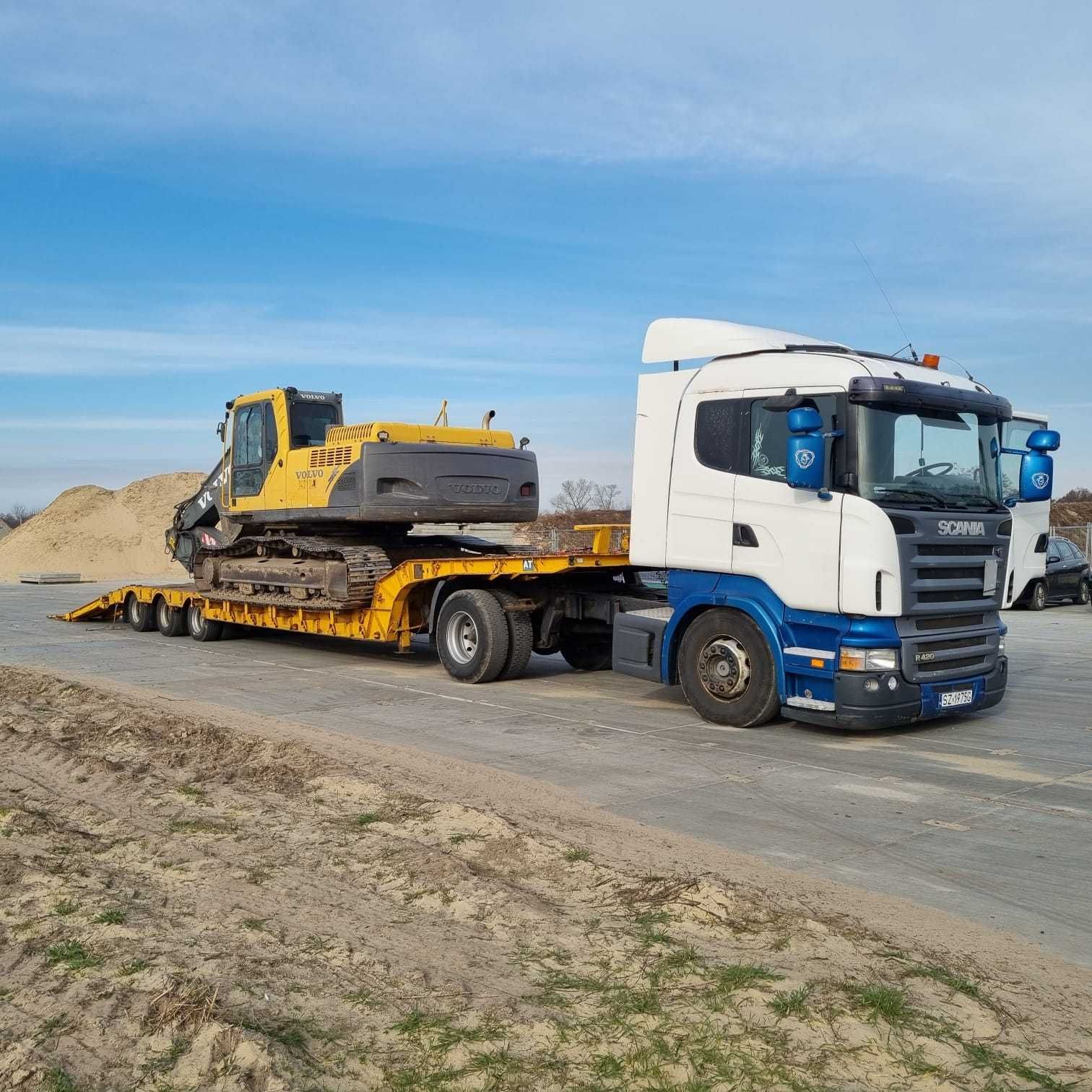 Transport naczepą niskopodwoziową, naczepą wywrotką