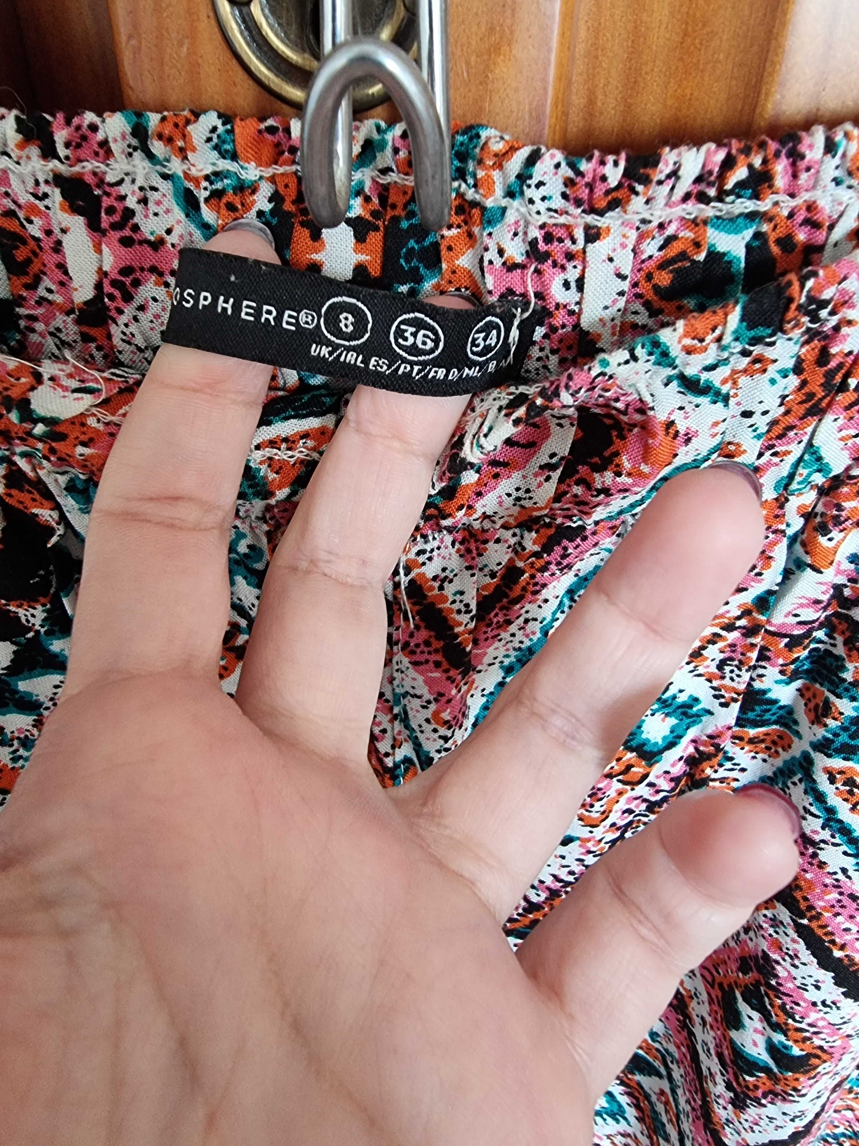 Calças multicoloridas de cintura subida Primark, tamanho 36