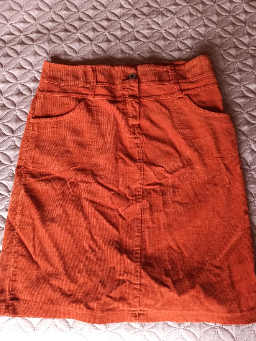 Pomarańczowa koralowa spódnica dłuższa ołówkowa zamszowa spódnica vint