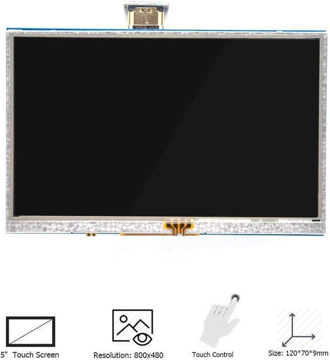 Ekran dotykowy 5 cali 800 x 480 TFT LCD HDMI, GPiO, do PC, RasberryPi