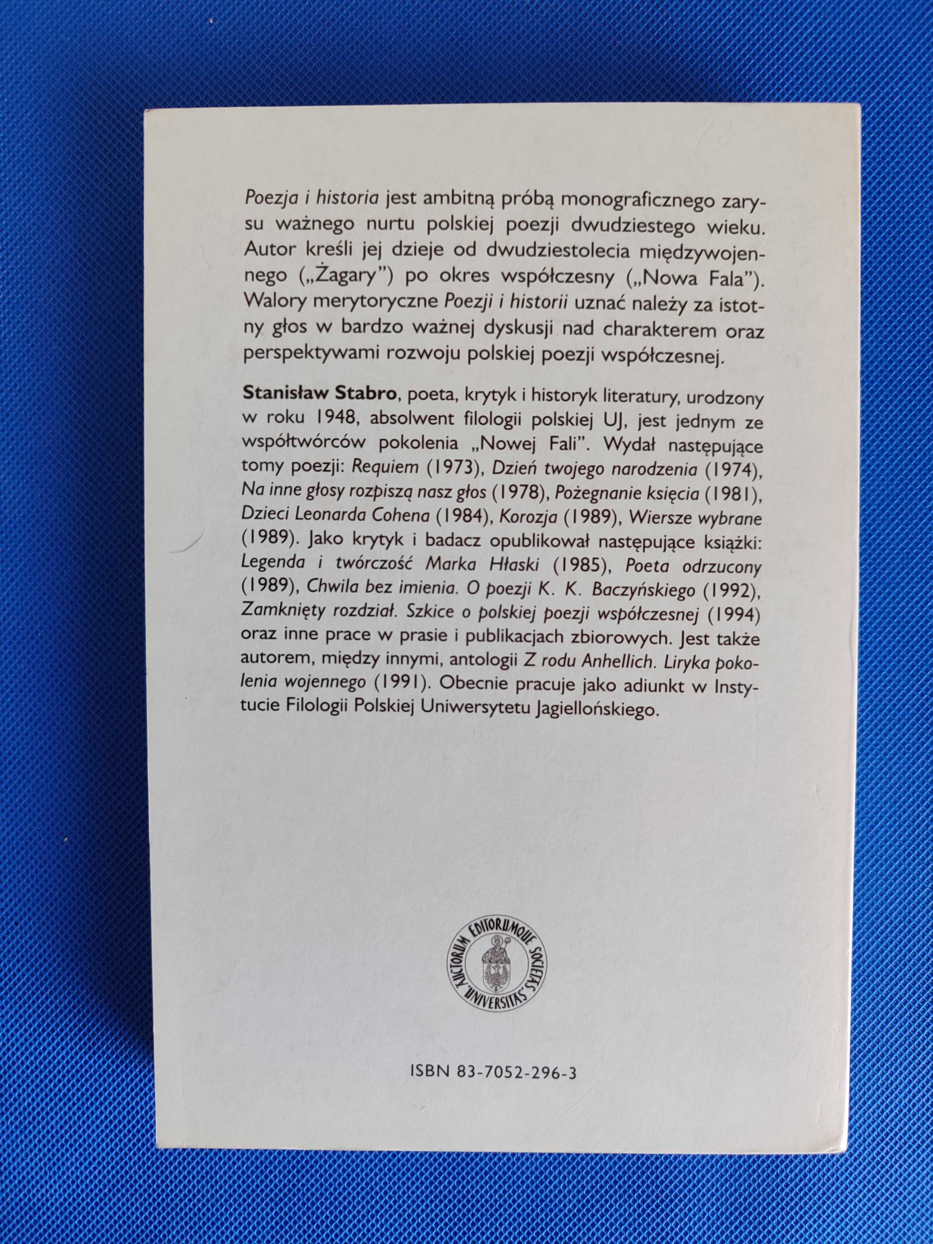 Poezja i historia. Od Żagarów do Nowej Fali, Stanisław Stabro