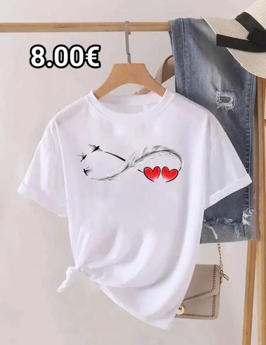 T-shirt branca estampada