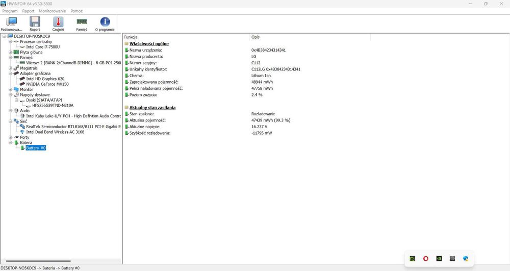 Acer A515-51g I7-7500U 12GB RAM GF MX150 Dysk 256 GB SSD NVMe