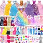 Ubranka Dla Lalek Barbie Sukienki Suknie + Akcesoria Buty Duży Zestaw