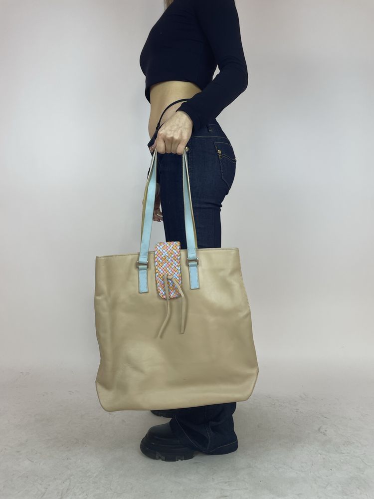 Жіноча шкіряна сумка DAKS shoulder bag, женская кожаная сумка бежева
