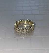 Nowy pozłacany pierścionek z diamencikami typu Swarovski rozm. 52 16mm