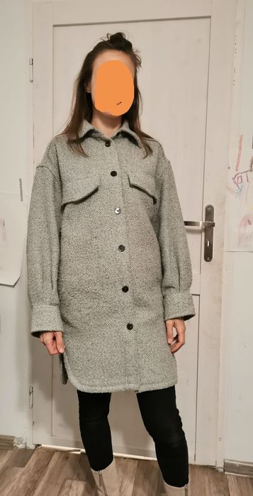 Kurtka koszulowa h&m XS S oversize płaszczyk koszula miętowy zielony