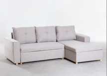 Sofá Cama chaise longue 3 Lugares em Tecido Calvin