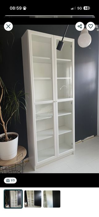 Witrynka szafka IKEA Billy + oxberg biała