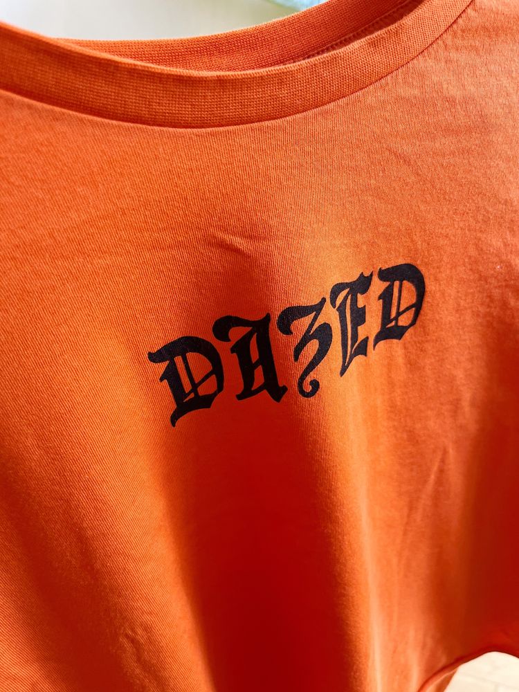 H&M pomarańczowa koszulka t-shirt crop top oversize