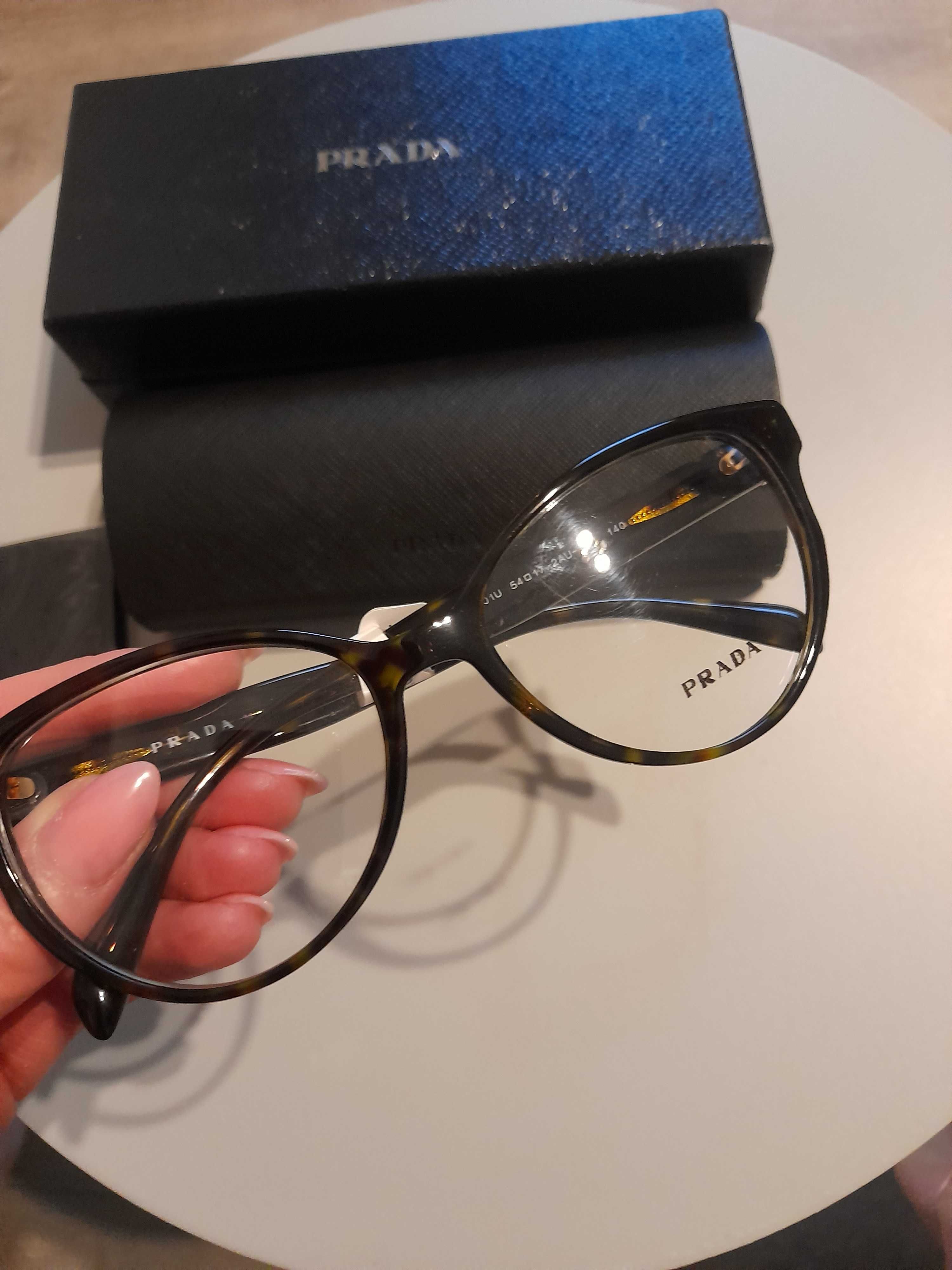 Nowe z metką oprawy prada korekcyjne okulary braz