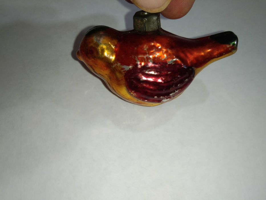 Винтаж 2шт елочная игрушка птичка и медвежонок СССР