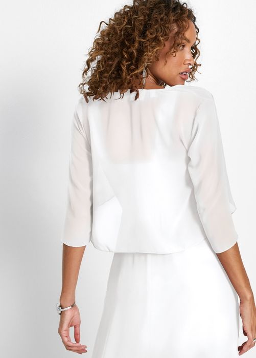 Wyprzedaż 2 bolerko ślubne śmietankowe 40 42 szyfon narzutka