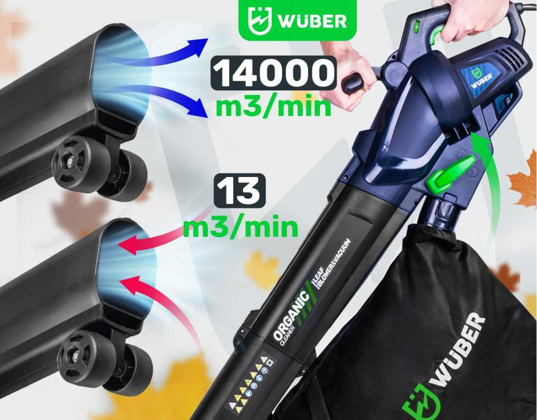 Elektryczna Dmuchawa do Liści 3000W z Odkurzaczem 40L - (Promocja)