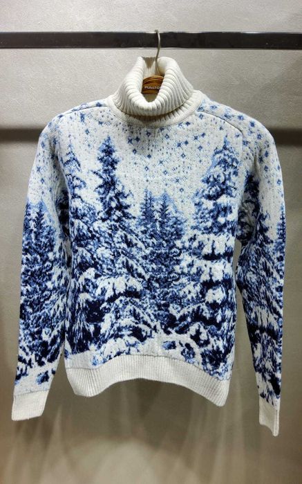 Nowy sweter golf damski zimowy las wełna jagnięca i kaszmir prezent