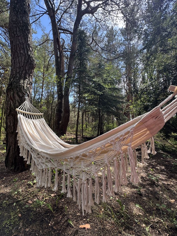 Piękny Hamak Boho XXL z drążkiem