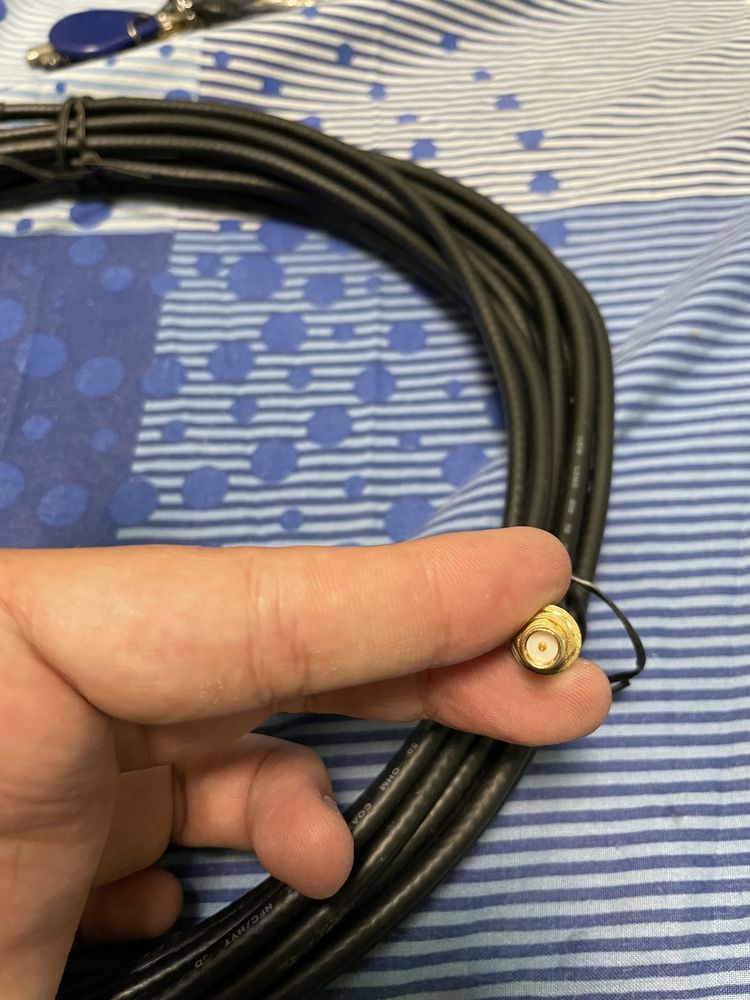Кабель антенний wi-fi RF:SMB M/F 15m,50 Ohm RG-174 D=2.7mm Gold золото