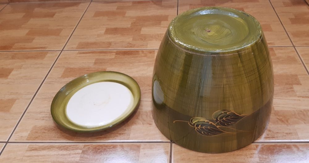 Donica ceramiczna duża, zielona