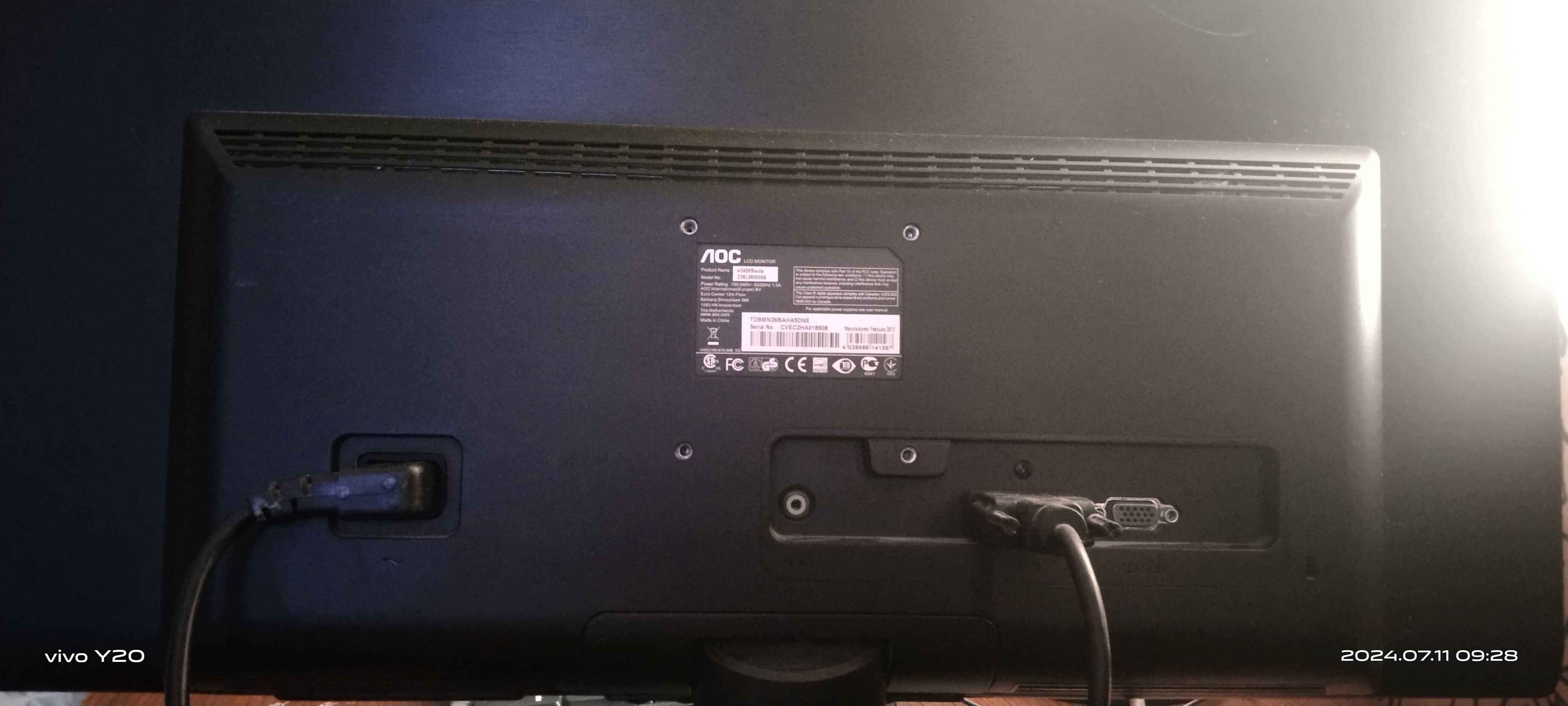 Монитор 24" AOC E2450Swda Black