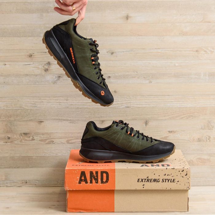 Стильные кроссовки merrell зеленые повседневные мужские мерелл