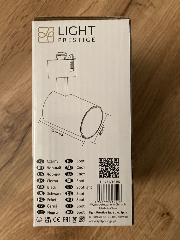 Reflektor Light Prestige Snow do systemu szynowego LP-731/1R BK 2 szt