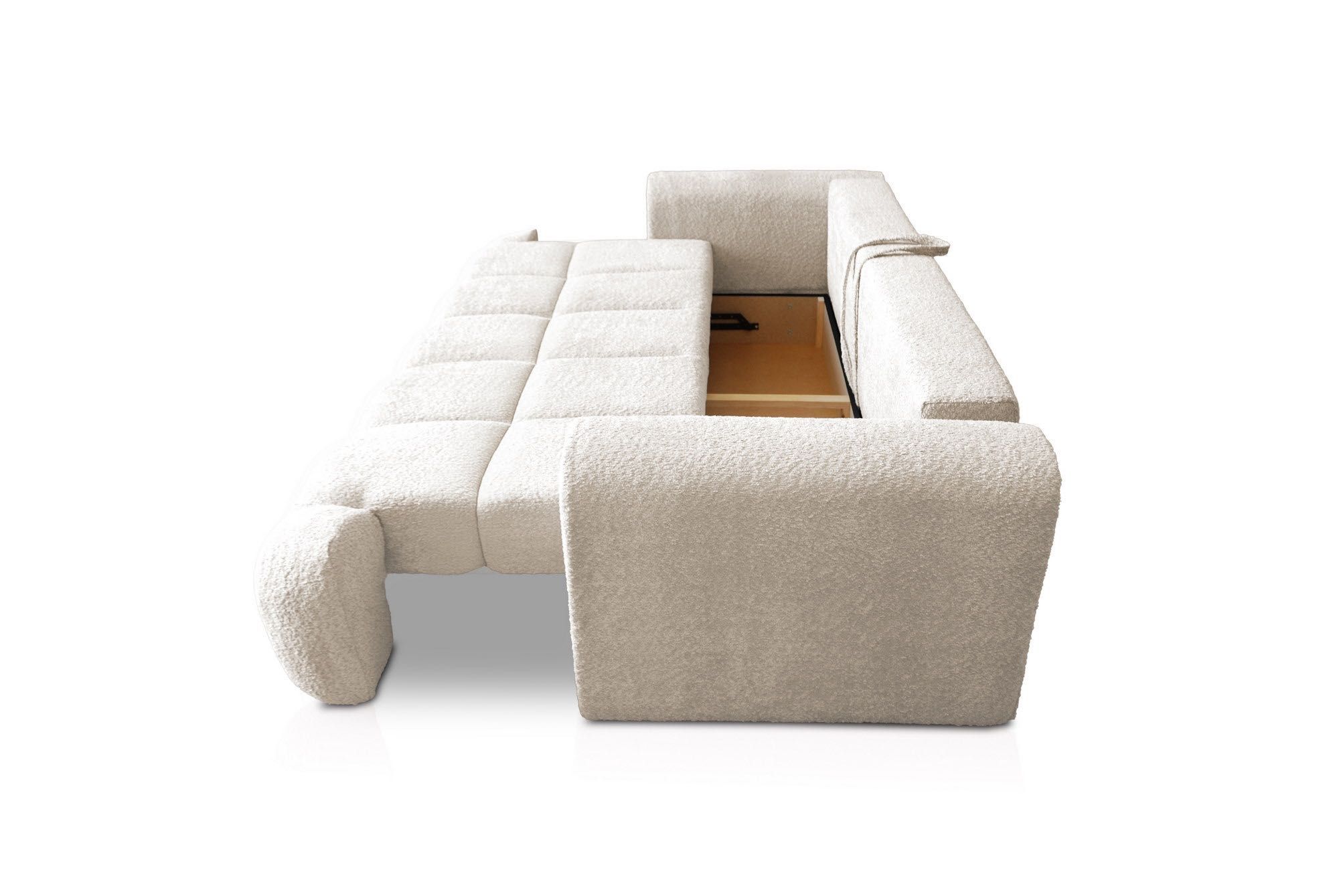 Kanapa sofa PLATINUM BOUCLE z funkcją spania i pojemnik na pościel