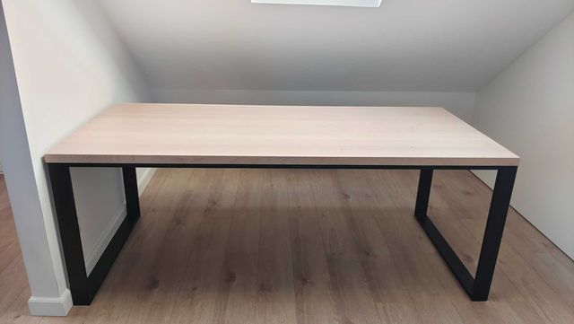 Stół 200x90 lite drewno bukowe chłodny odcień (loftowy / industrialny)