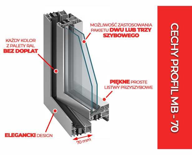 Drzwi Aluminiowe na każdy wymiar Witryna Aluminiowa Zimna 900x1600 mm