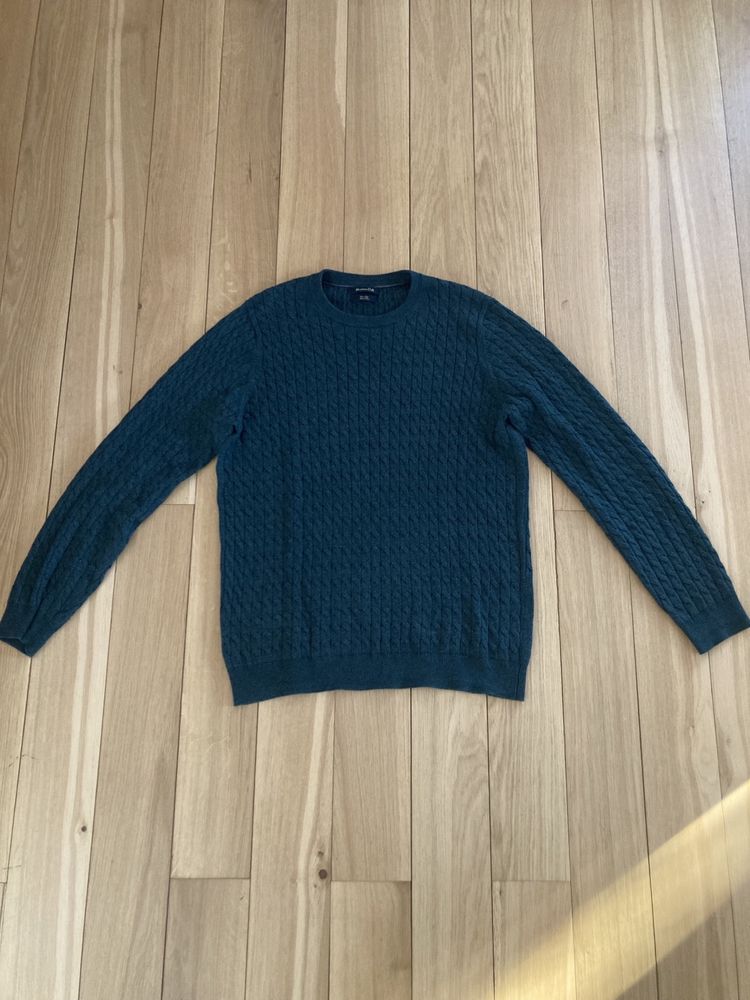 Massimo Dutti Meski Sweter roz M butelkowa zielen