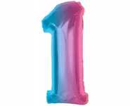 Balon foliowy Smart, cyfra 1, tęczowa, 92 cm AA. Godan