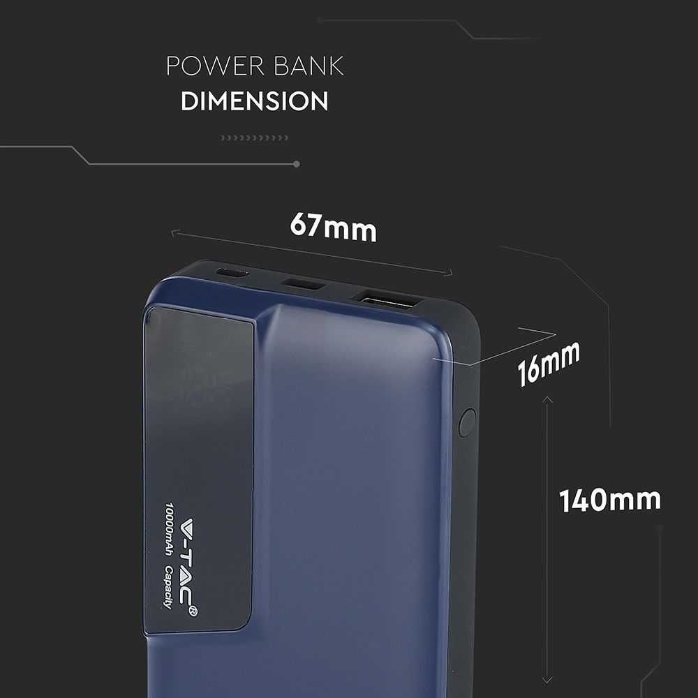 Power Bank / Litowo Polimerowy - 3.7V, 10000mAh niebieski