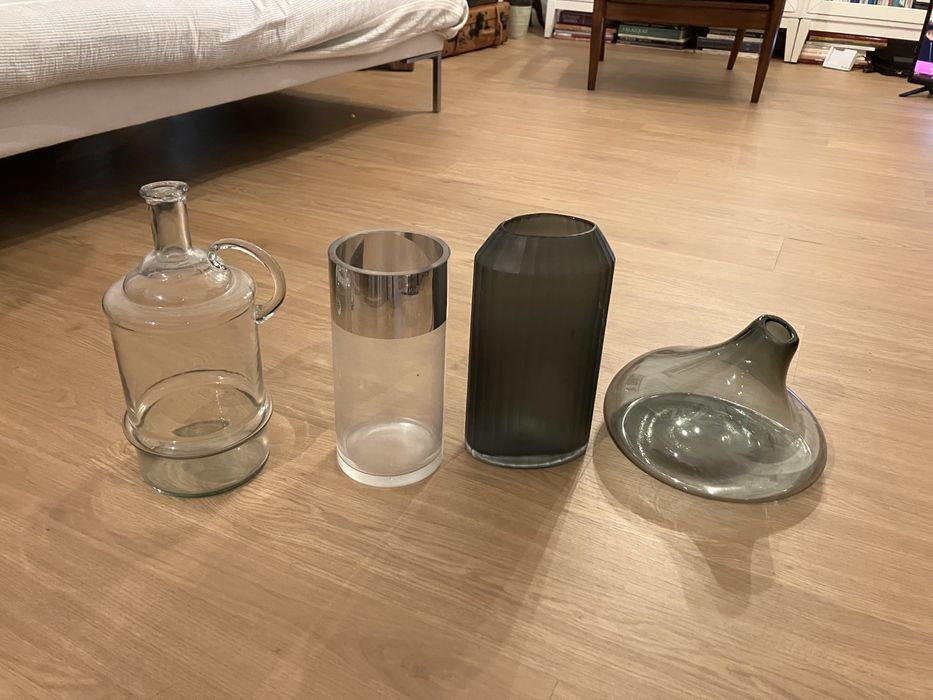 Jarras decorativas em vidro restos de loja decoração