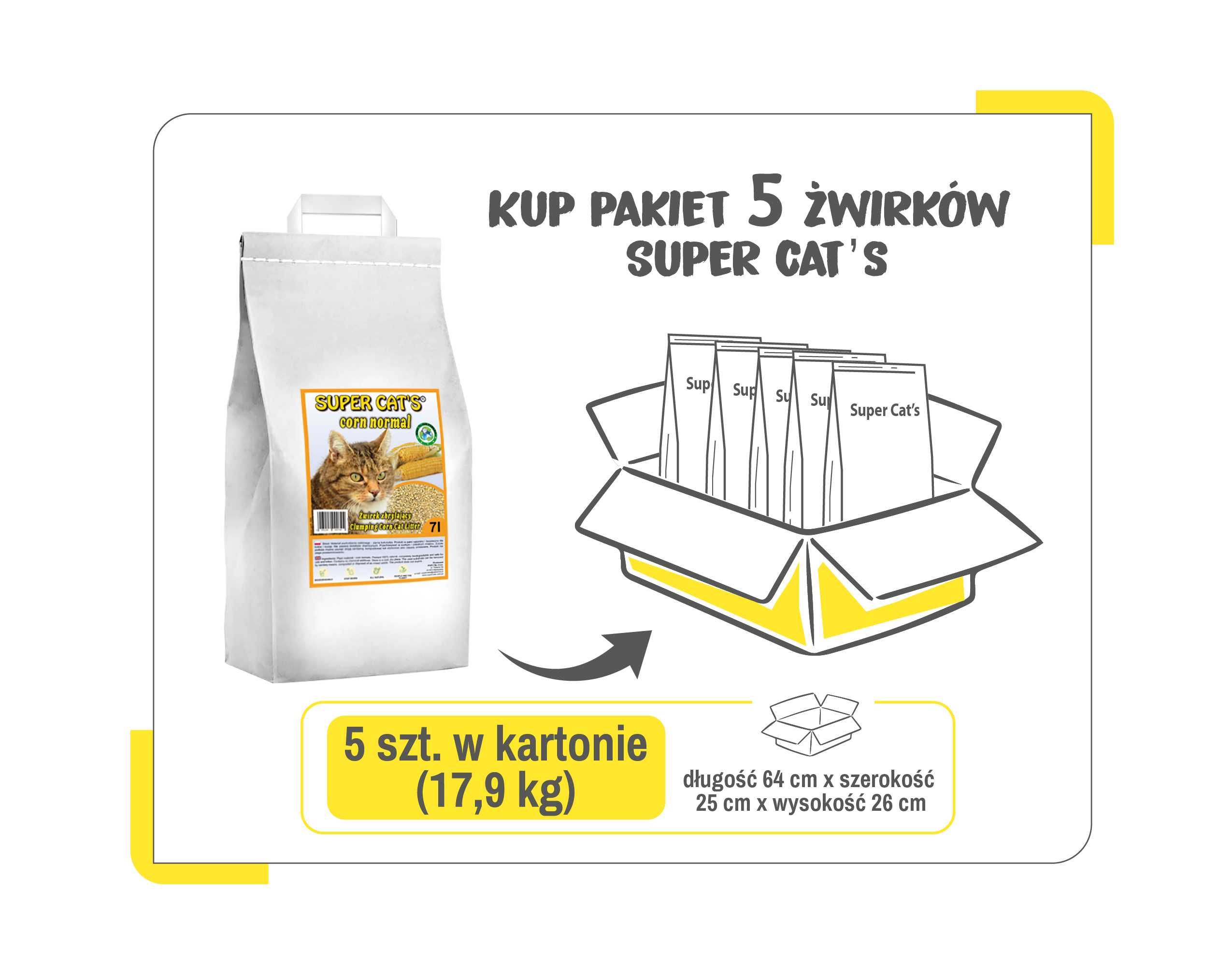 żwirek zbrylający kukurydziany Super Cat's dla kotów normal 5x7l