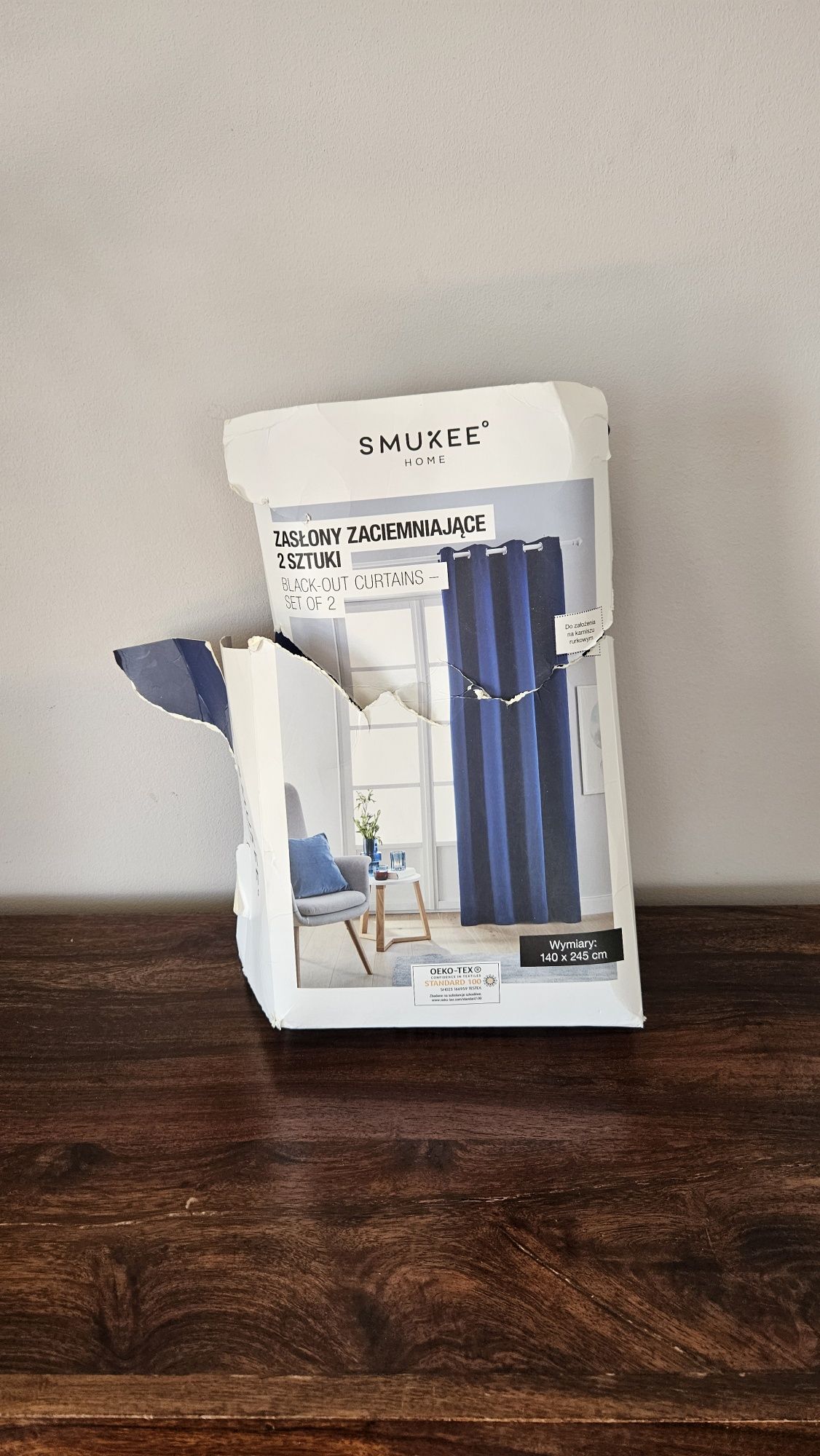 Nowe zasłony Smukee 140x245 zaciemniejące, granat