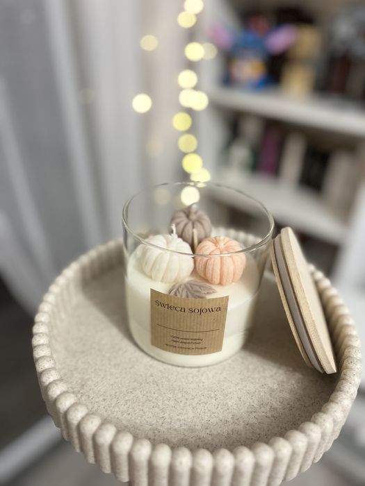 Duża Świeca sojowa w szkle jesień dynia dynie