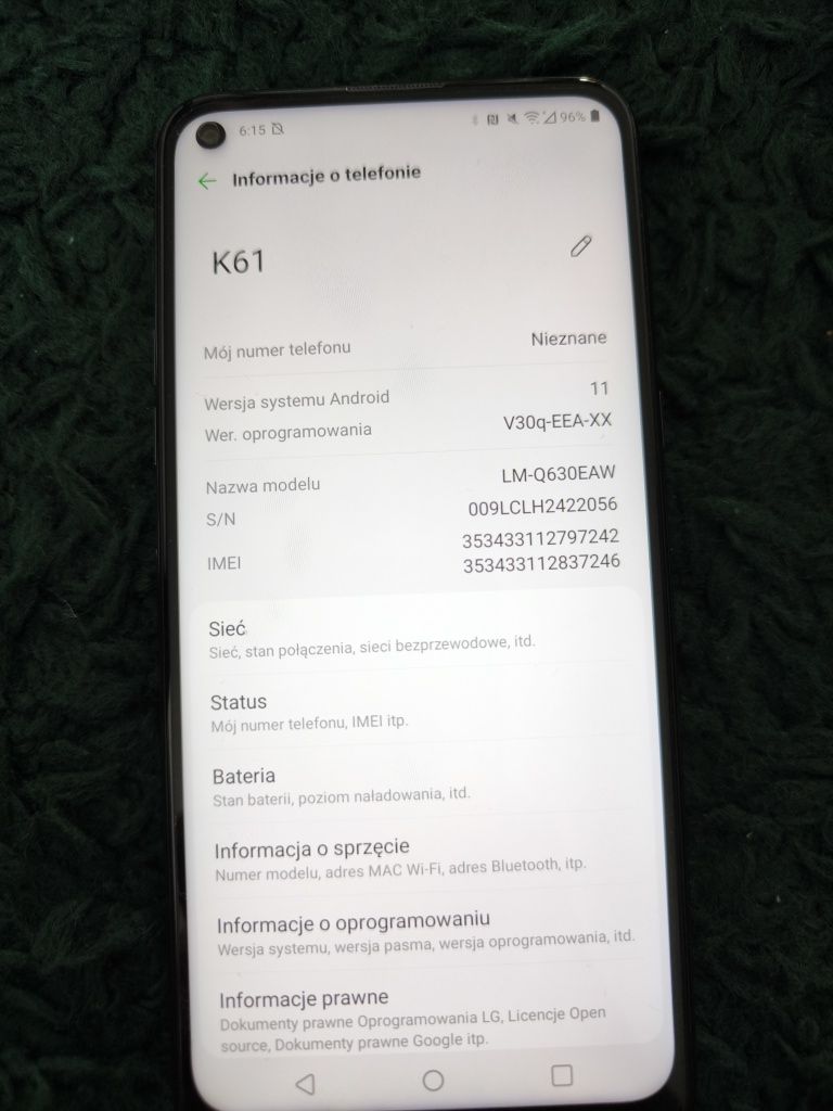 Smartfon LG K61 stan idealny