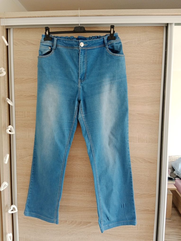 Jeansowe spodnie damskie na gumce w pasie xxxxl
