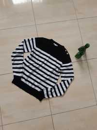 Sweterek bluza paski czarno- białe 38 bawełna viskoza