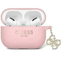 Etui Apple AirPods Pro 2 - Różowe Silikonowe Z Glitterem For Guess