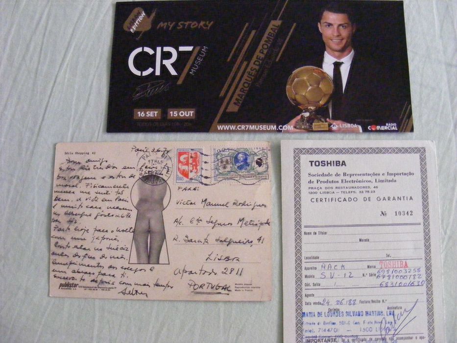 CR7 Museu Lisboa; Postal de Paris; Calendário (pequeno) de 1982