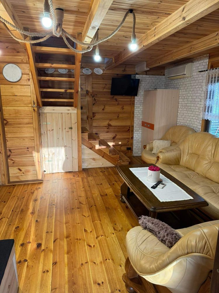 Domek letniskowy z jacuzzi (termobania), sauna, staw, 7-osobowy